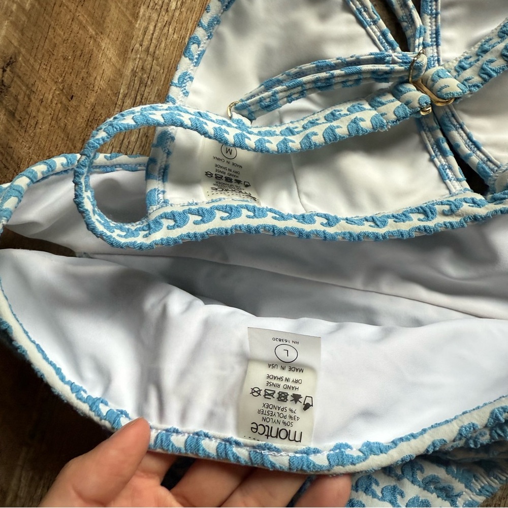 Montce Light Blue and White Wave Print Bikini - Picture 4 of 5